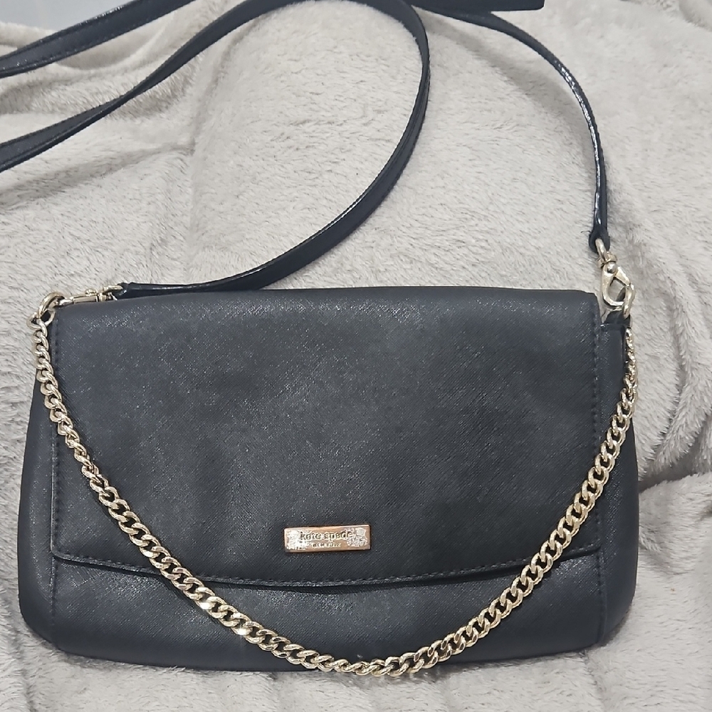 Kate Spade Black Shoulder Bag with Gold Chain Accent